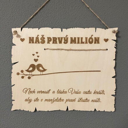 Tabuľka na peniaze Náš prvý milión